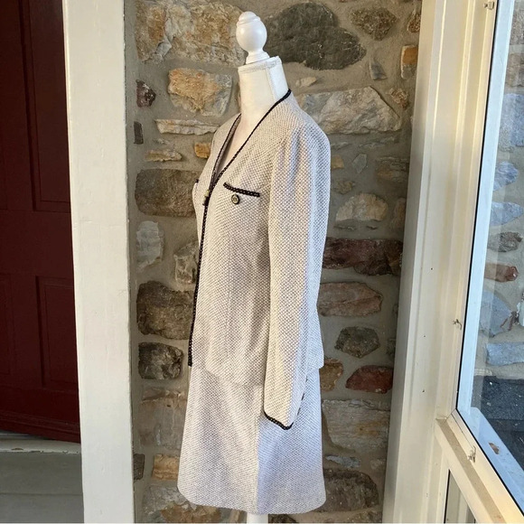 St. John Vintage Suit Set Blazer Pencil Skirt Muslin Tweed - Picture 5 of 16